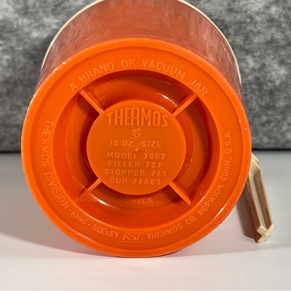Thermos Brand ORANGE vaccuum bottle Retro Vintage Hipster Boho Camping Hiking - Picture 3 of 15